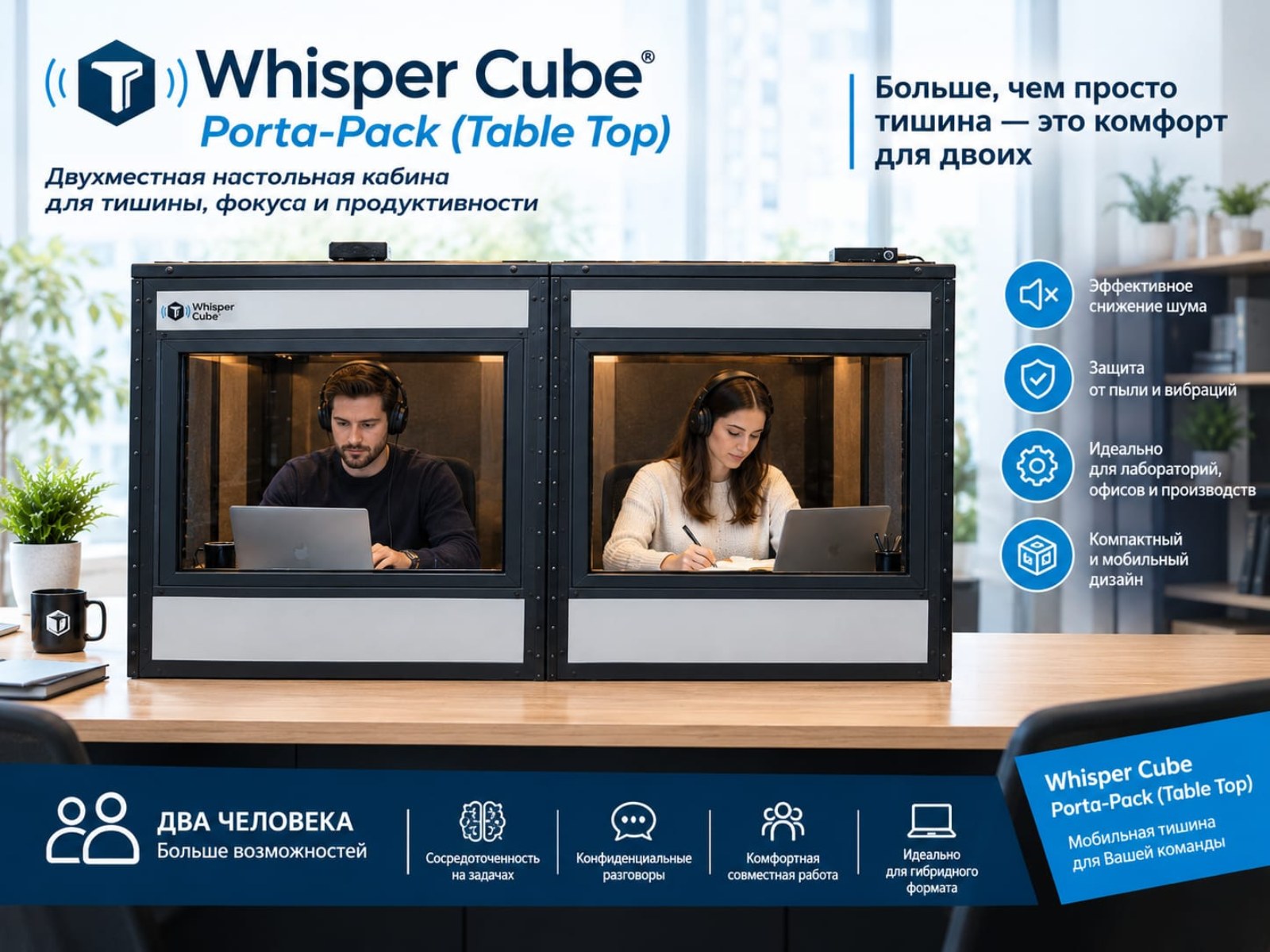 Аренда настольной кабины синхронного перевода Whisper Cube Porta-Pack (Table Top)